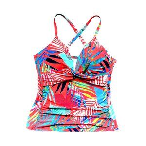Apt 9 Colorful Tropical Sewn-in Padded Cups Adjustable Straps Tankini Top Size L